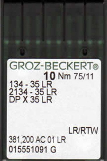 Игла Groz-beckert DPx35LR(134x35LR) №75/11 10 шт.