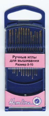 Иглы для вышивания с острым кончиком в пластиковом контейнере № 5-10, 16шт, Hemline, 280G.510