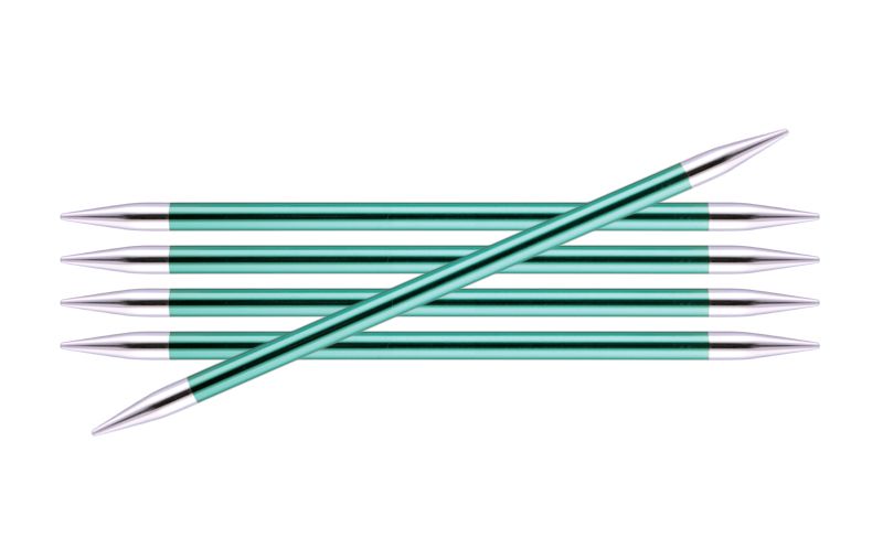 Спицы чулочные "Zing" 8 мм/15 см, алюминий, изумрудный, 5 шт в упаковке, KnitPro, 47016