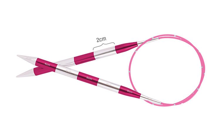 Спицы круговые "SmartStix" 5,5мм/100см, алюминий, серебристый/рубиновый KnitPro 42112