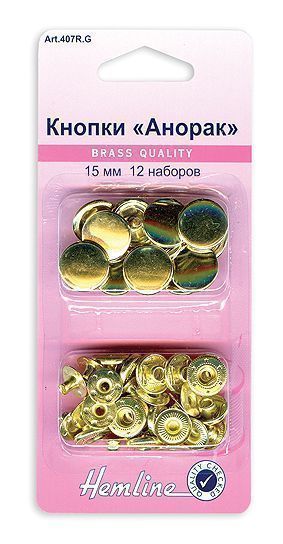 Кнопки Анорак, 15 мм цв.золото 12 шт арт.407R.G