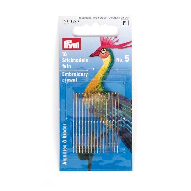 Иглы ручные для вышивки с большим ушком №5 (16 шт) PRYM 125537