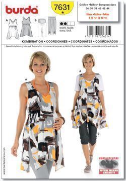 Выкройка Burda 7631-Топ + Брюки для будущей мамы