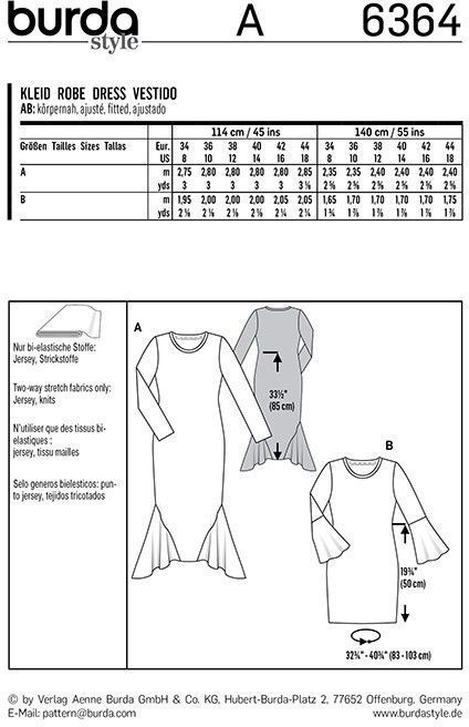 Выкройка Burda 6364 - Платье