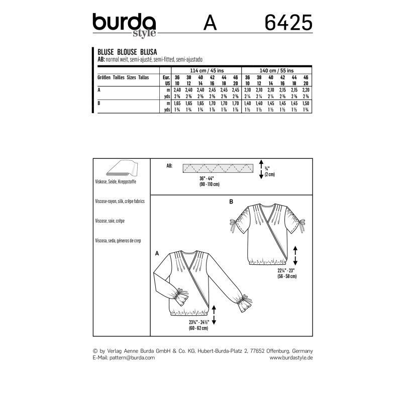 Выкройка Burda 6425 - Блуза