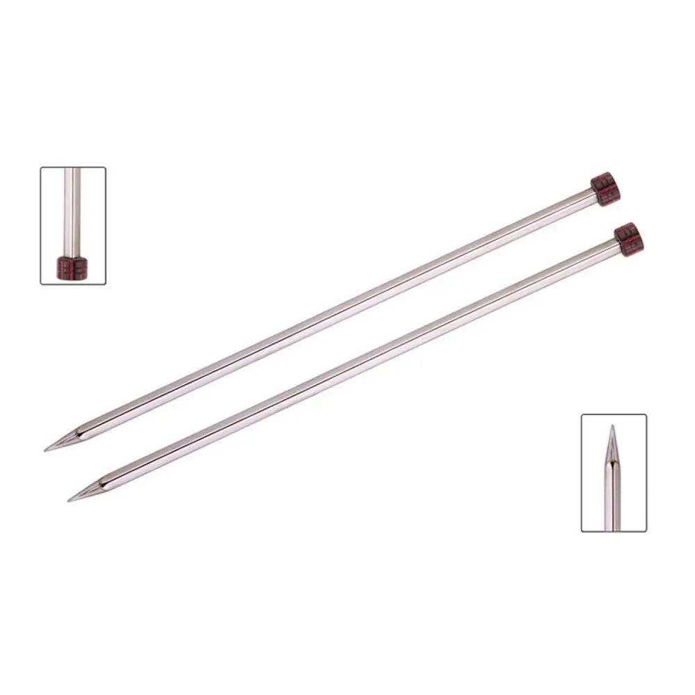 Спицы прямые "Nova cubics" 3,25мм/35см, никелированная латунь, серебристый, 2шт в упаковке, KnitPro, арт.12294