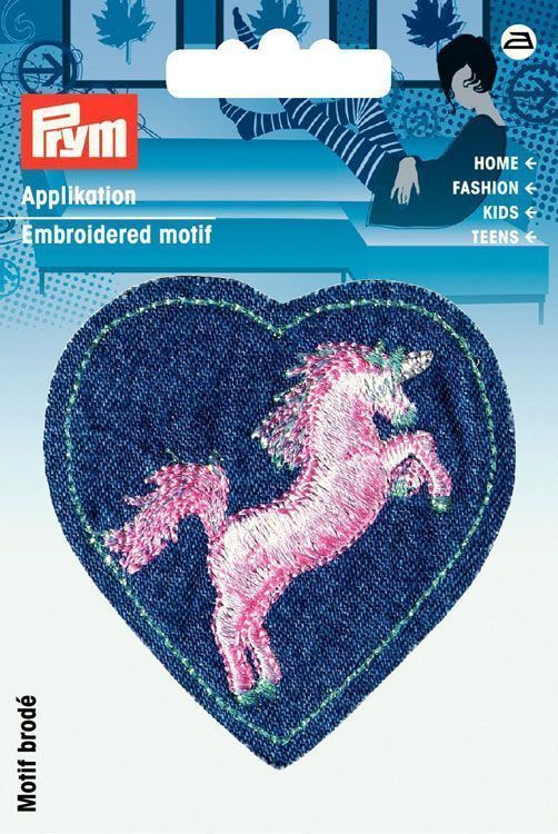 Аппликация-заплатка Сердце с единорогом 6,7х6,5см PRYM 925417