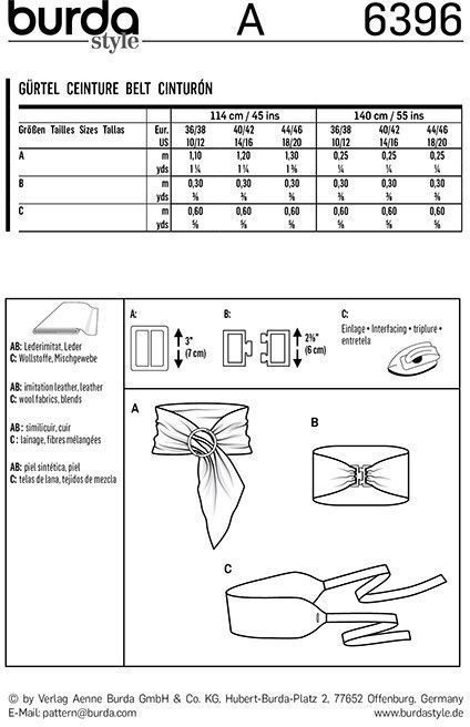 Выкройка Burda 6396 - Пояс