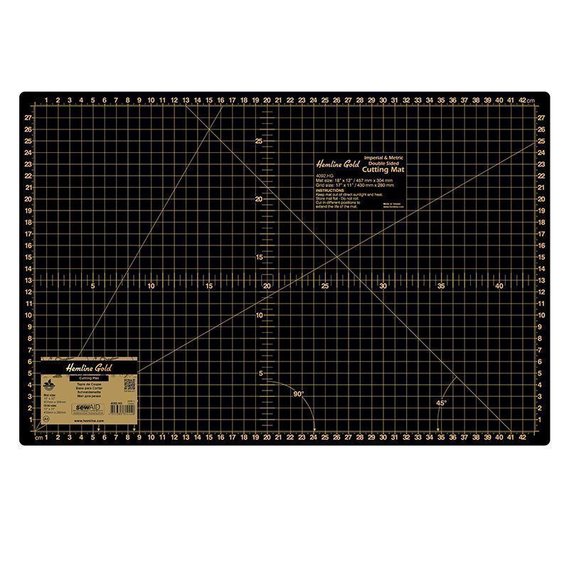 Мат для раскройного ножа двусторонний 457x304 мм, 18"x12", чёрный Hemline Gold 4092.HG