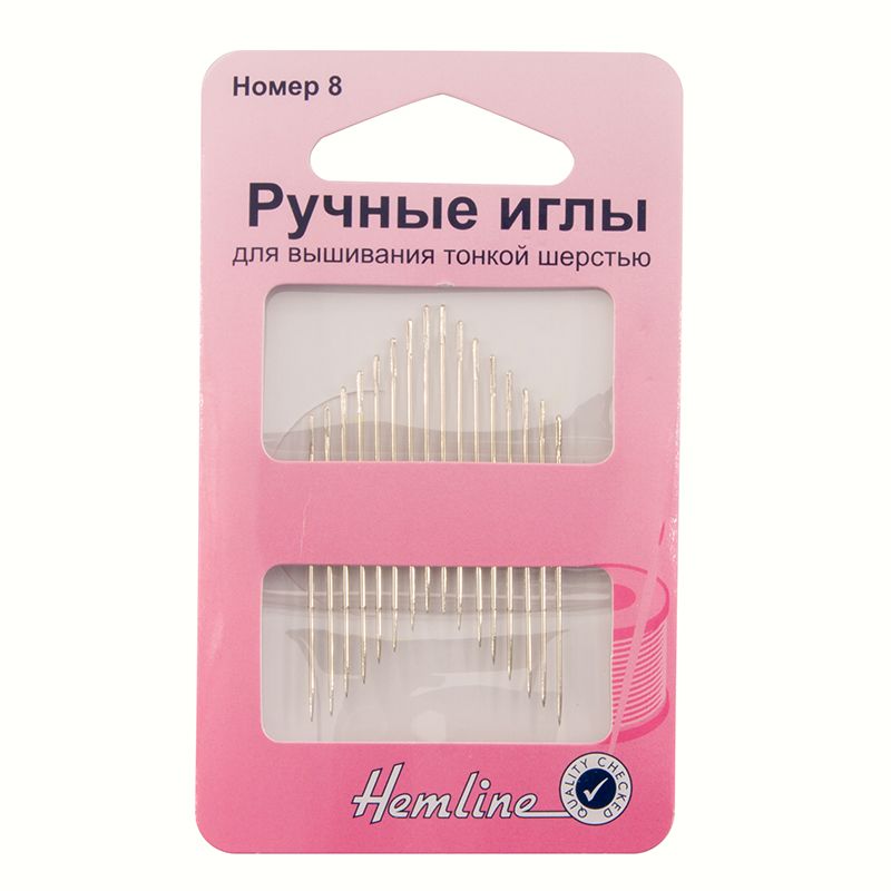 Иглы ручные для вышивания с острым кончиком, №8, 16 шт Hemline 200.8
