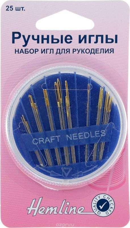Набор игл для вышивания и рукоделия в круглом органайзере, 25 шт Hemline 210.25