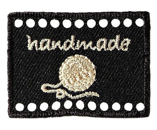 Эмблема "Handmade" 40*30мм для пришивания, 100% полиэстер, черный PRYM 403787