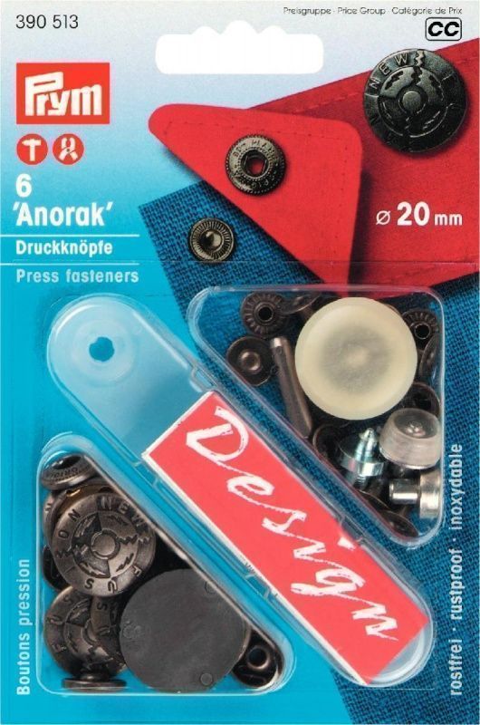 Кнопки Анорак с дизайном 20 мм, 6 шт PRYM 390513