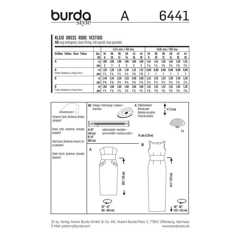 Выкройка Burda 6441 - Платье
