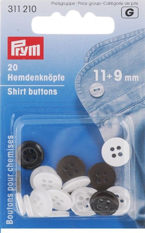 Пуговицы для рубашек с 4-мя отверстиями, пластик PRYM 311210