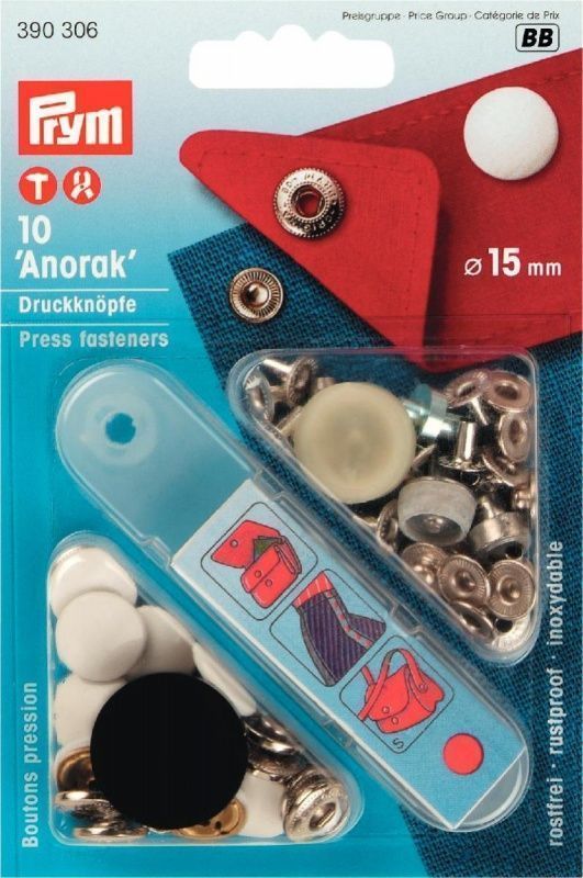 Кнопки Анорак 15 мм, цв.белый, 10 шт PRYM 390306