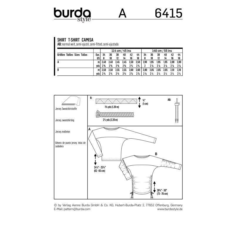 Выкройка Burda 6415 - Пуловер
