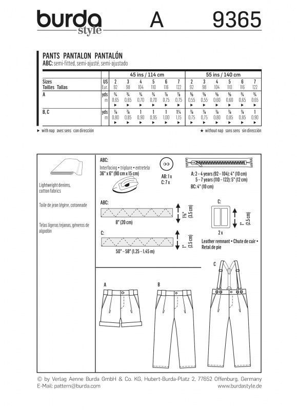 Выкройка Burda 9365