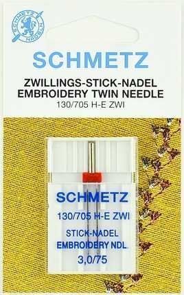 Иглы Schmetz для вышивки двойные № 75/3,0 1 шт. 130/705H-E ZWI