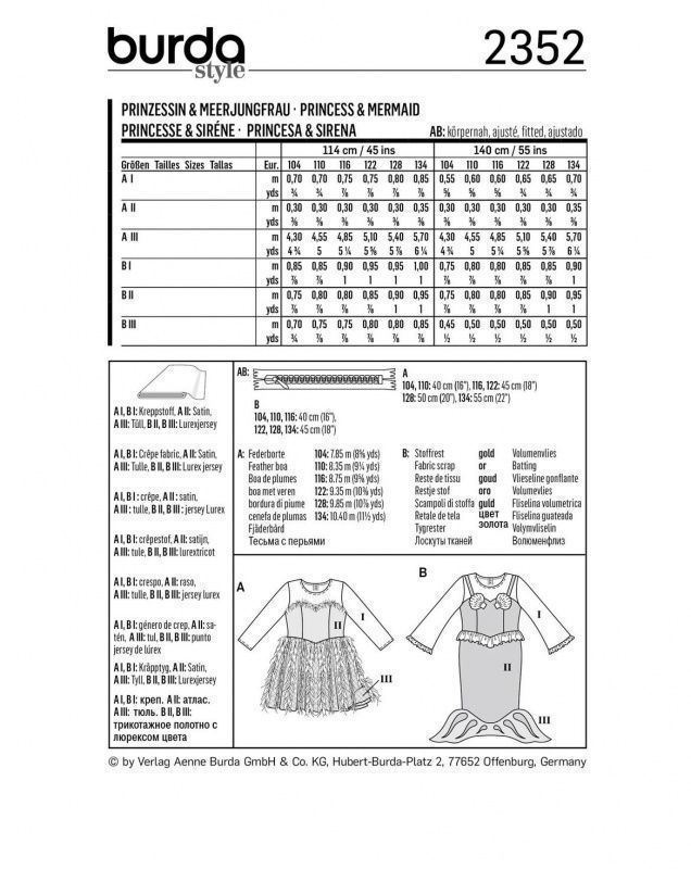 Выкройка Burda 2352