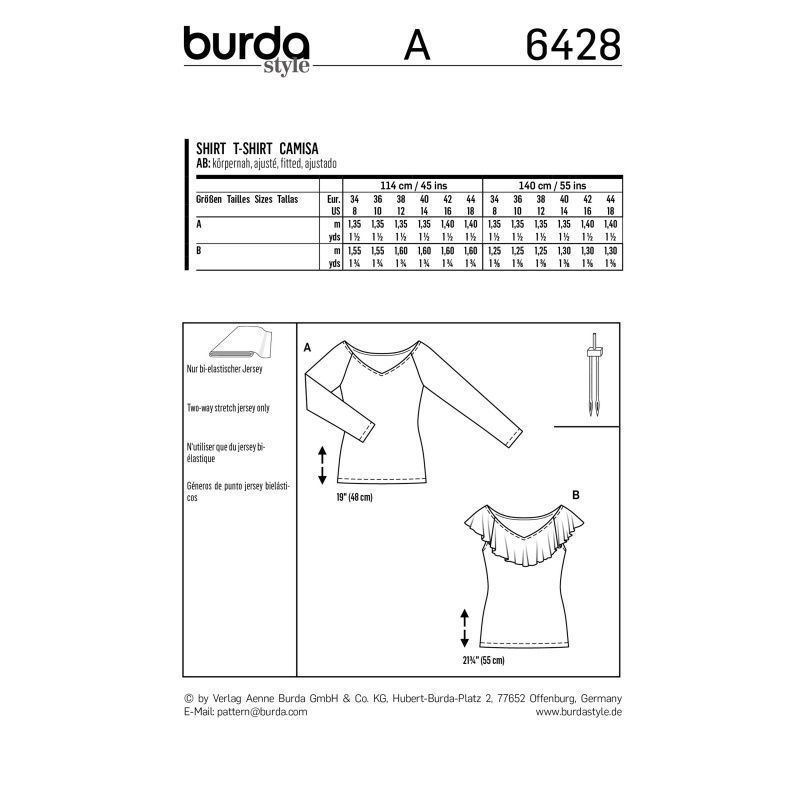 Выкройка Burda 6428 - Футболка