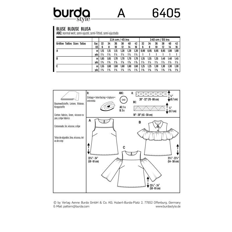 Выкройка Burda 6405 - Блуза