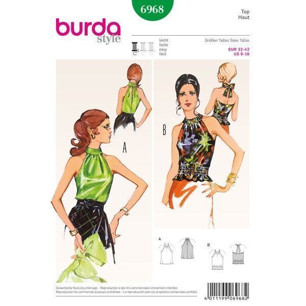 Выкройка Burda 6968-Топ в стиле ретро