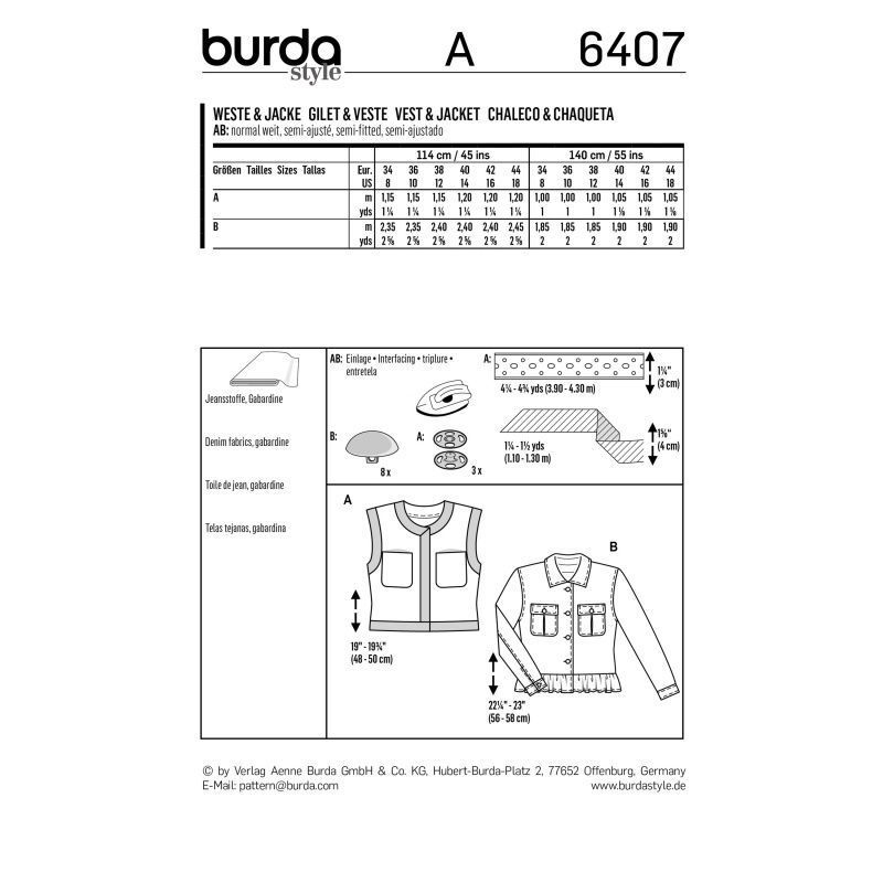 Выкройка Burda 6407 - Жилет