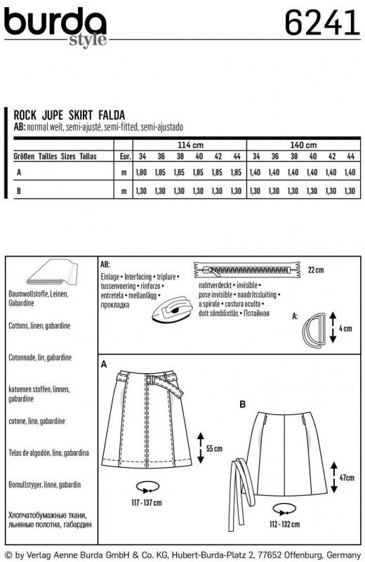 Выкройка Burda 6241 - Женская (юбки)