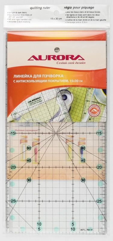 Линейка для пэчворка 30х15см AU-3015