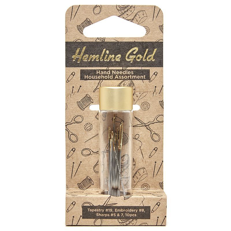 Иглы ручные для домашнего хозяйства в баночке №19, 5,7,8, 10 шт Hemline 214G.HG