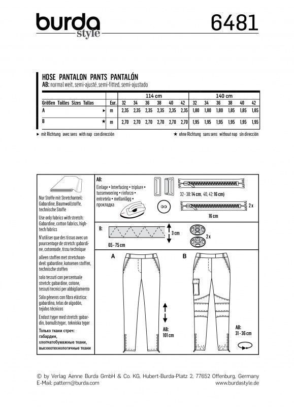 Выкройка Burda 6481