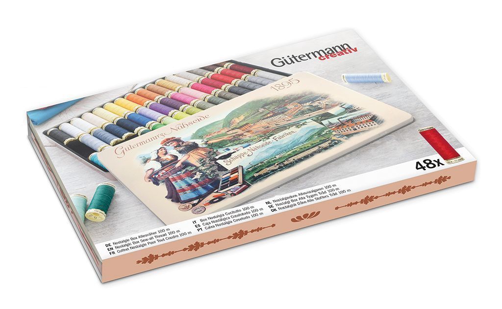 Набор ниток Sew-All 48 катушек по 100 м, серия Nostalgic в жестяной коробке Gutermann 640954