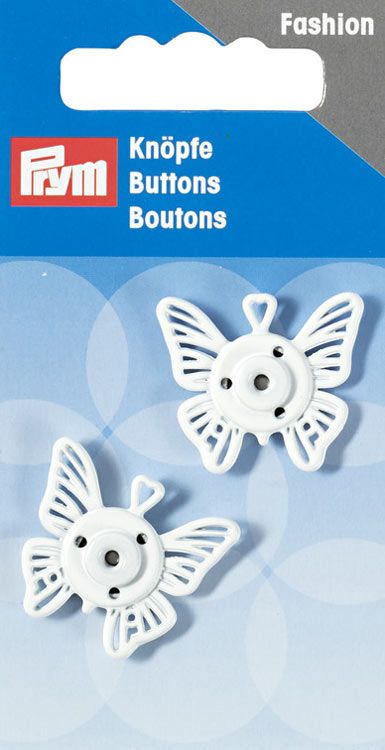 Пришивные кнопки "Бабочка", размер 25мм , латунь/цинк, белый, 2шт в упаковке PRYM 341940