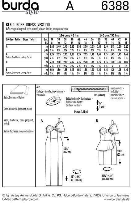 Выкройка Burda 6388 - Платье