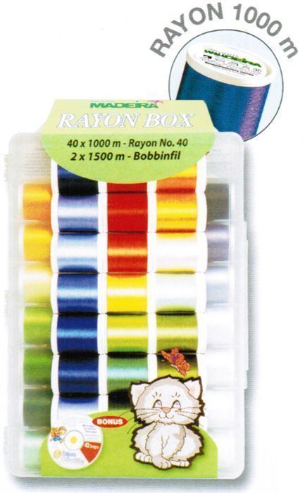 Набор ниток в пластиковом боксе Rayon Madeira (40 х 1000м Rayon, 2x1500м Bobbinfil, CD) 8042