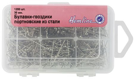 Булавки-гвоздики портновские в пластиковом органайзере, около 1200 шт Hemline 670.1200