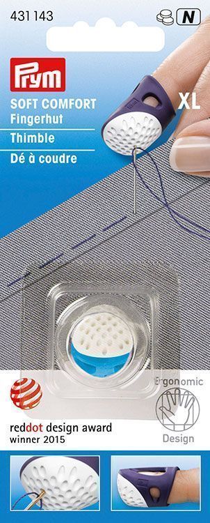 Напёрсток "Ergonomics", размер XL, пластик, белый/лазурный PRYM 431143
