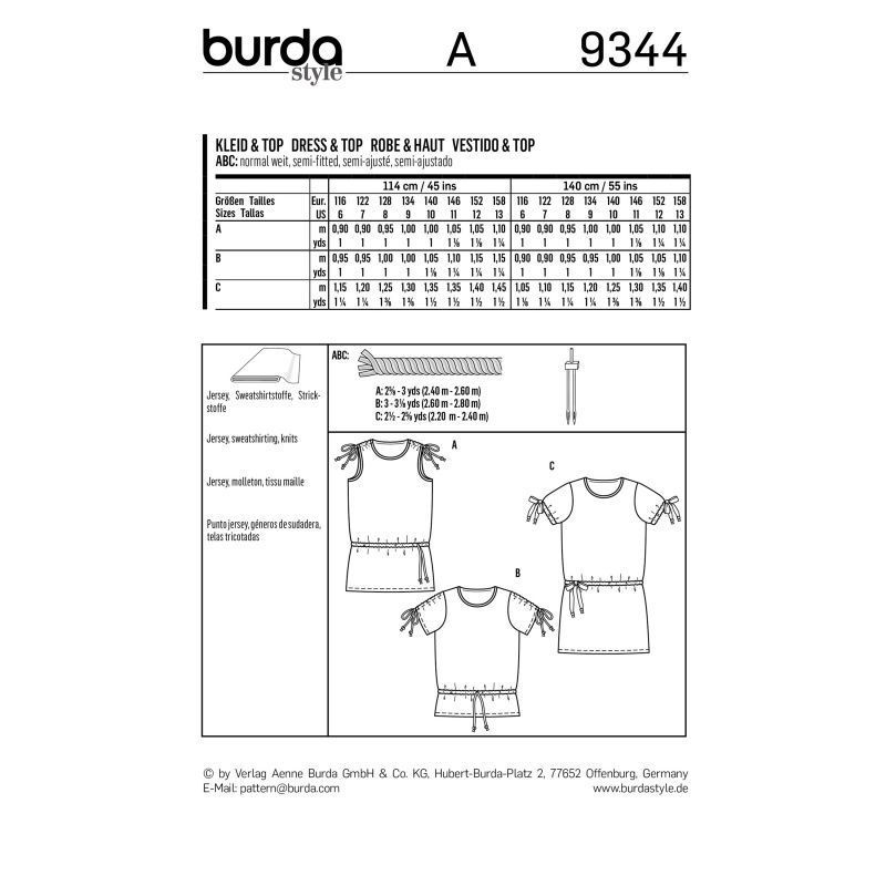 Выкройка Burda 9344 - Платье, топ