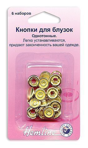 Кнопки цв.золото, 11 мм 6 шт Hemline арт.440.GD