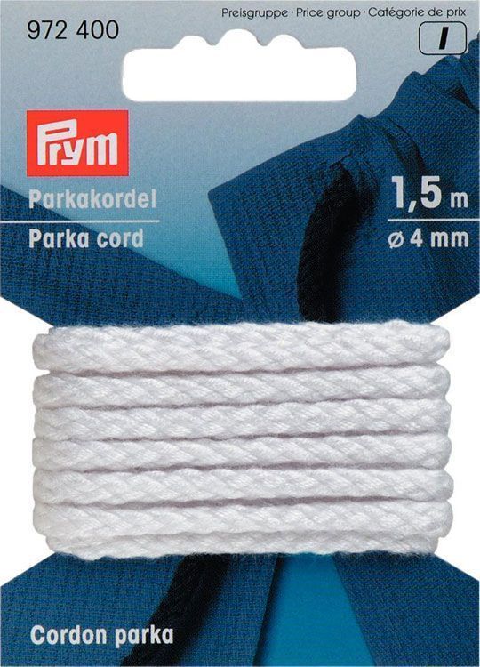 Шнур для парки,цв.белый (4мм*1,5м) PRYM 972400