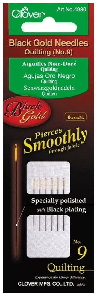 Набор игл Clover для стежки,цв.черно-золотые №9 (6шт.) арт.4980