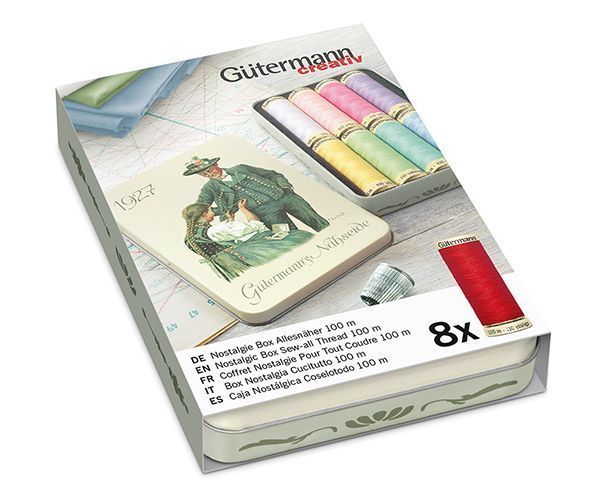 Набор ниток Sew-All 100м (8 катушек) в жестяной коробке пастельные тона Gutermann 640951