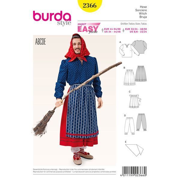 Выкройка Burda 2366- Костюм Ведьмы