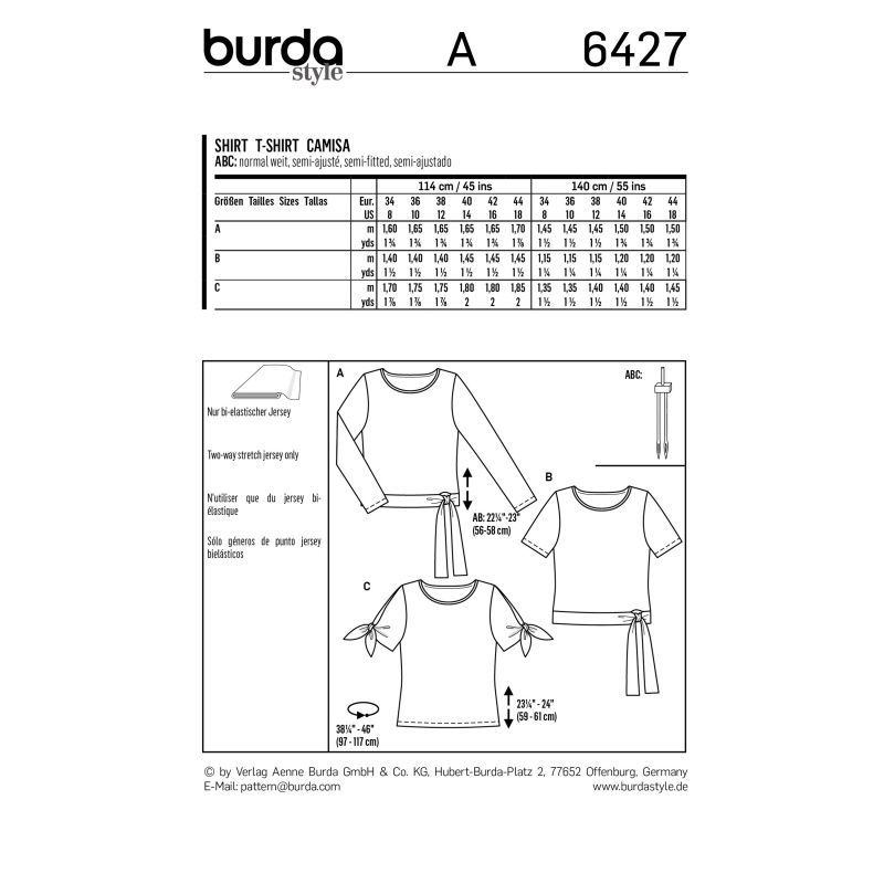 Выкройка Burda 6427 - Футболка