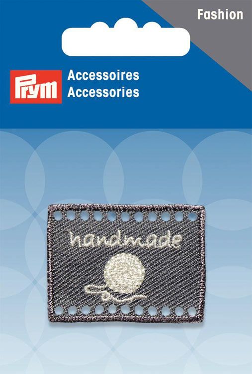 Эмблема "Handmade" 40*30мм для пришивания, 100% полиэстер, серый PRYM 403786
