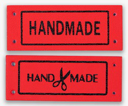 Нашивка "Handmade" прямоугольник 4,3*1,7см для пришивания, кожзам, красный