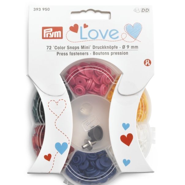 Набор кнопок "Color Snaps Mini", диаметр 9мм, с насадками для установки PRYM 393950
