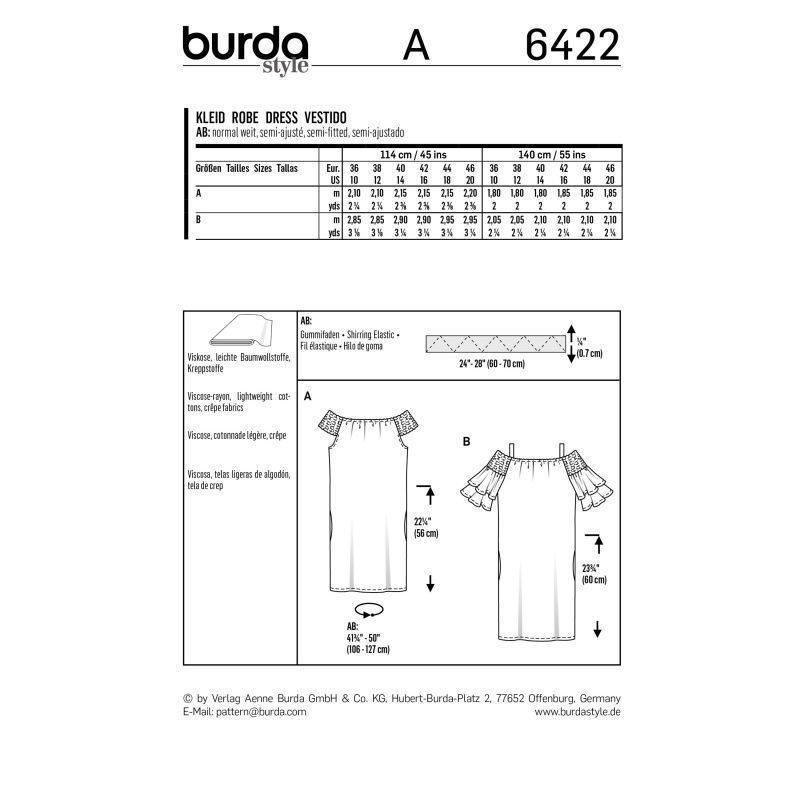 Выкройка Burda 6422 - Платье