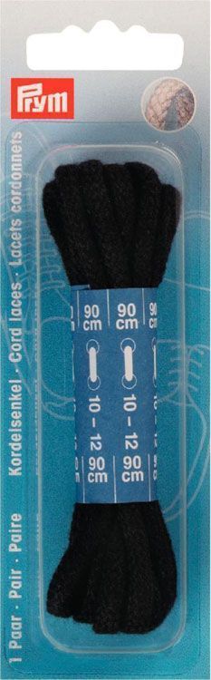 Плетеные шнурки для ботинок (90 см x 5 мм)  цв.черный PRYM 974890